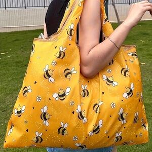 Yellow Bee Print Tote Bag